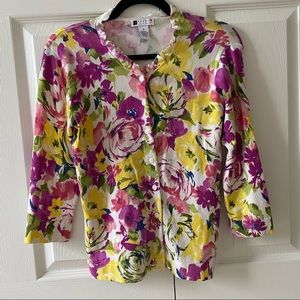 (10 for $10) Carole Little flower cardigan, size S